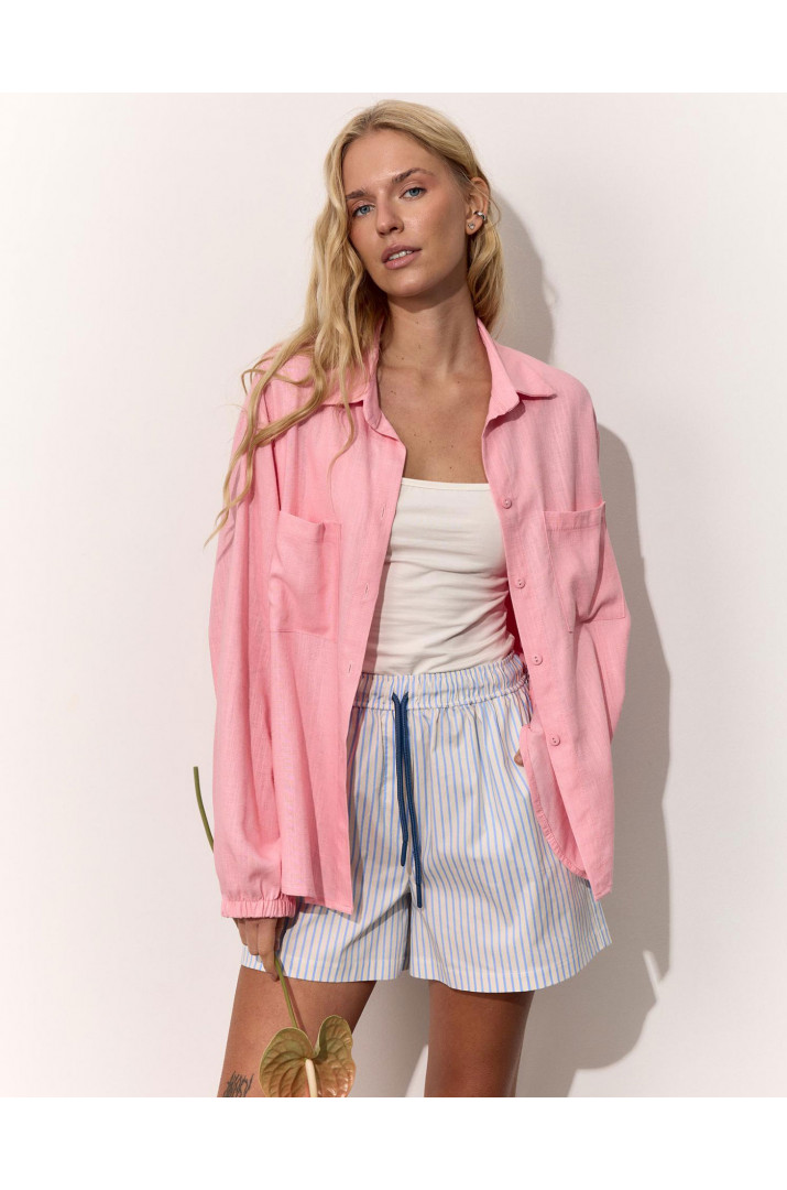 Сорочка з резинкою на манжетах льон