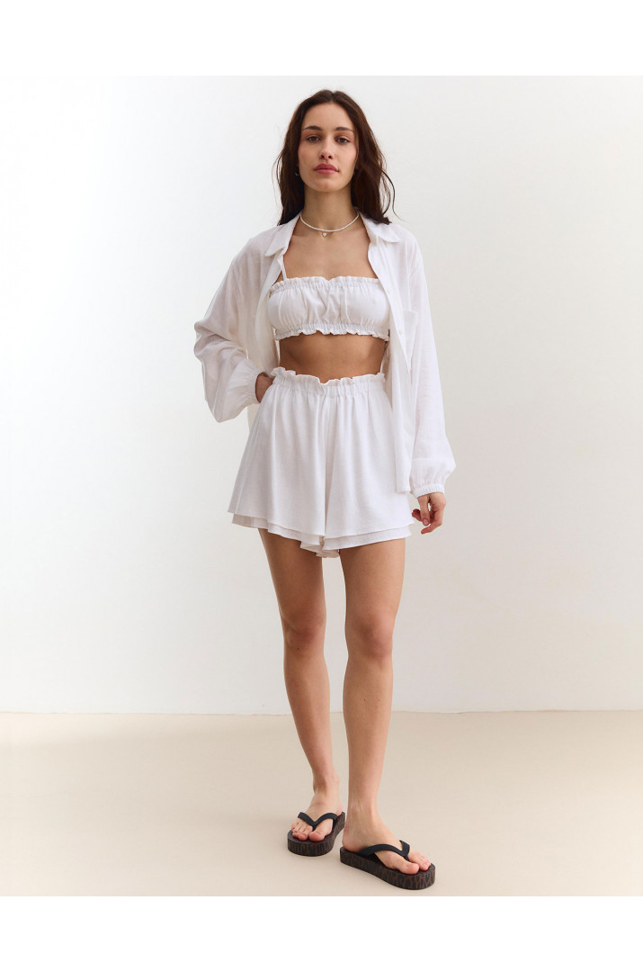 Шорти з подвійним воланом льон