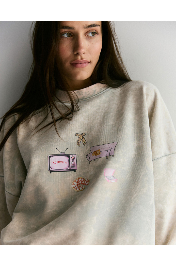 Світшот виварений з принтом