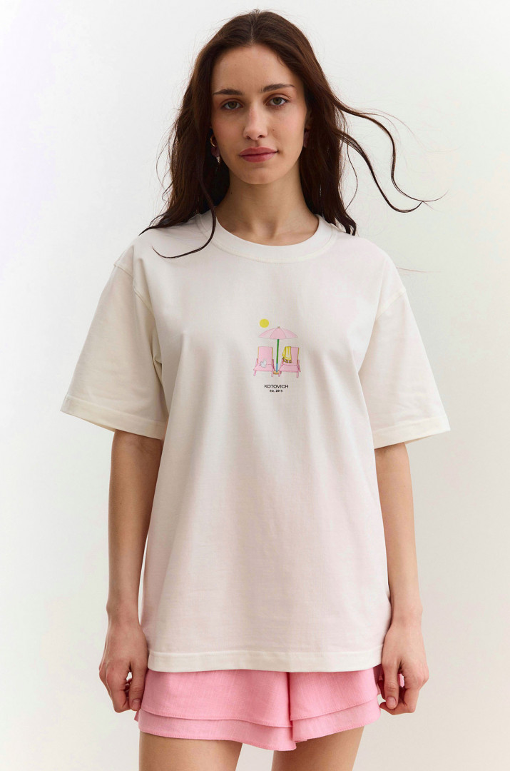 Футболка з принтом "Кіт на морі"