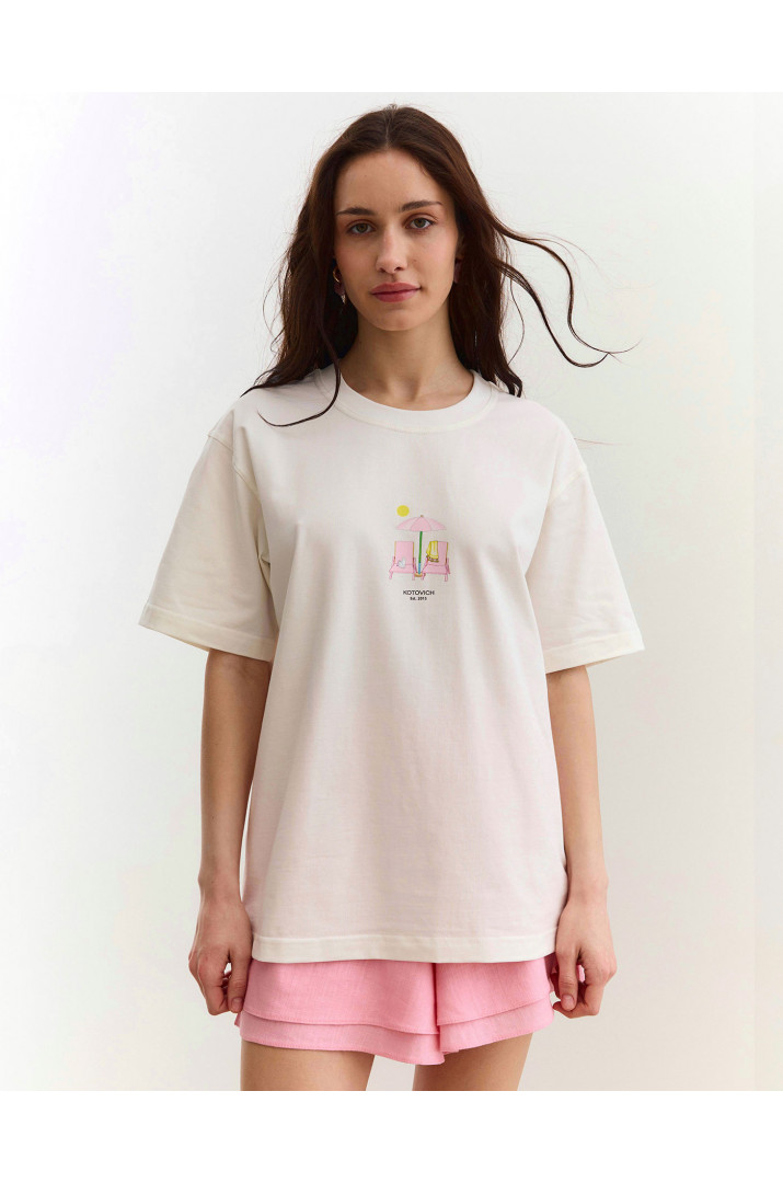 Футболка з принтом "Кіт на морі"