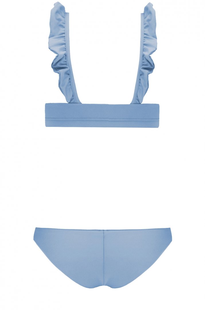 Swimsuit with ruffled blue matte Swimsuit with ruffled blue matte
