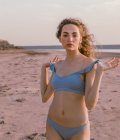 Swimsuit with ruffled blue matte Swimsuit with ruffled blue matte